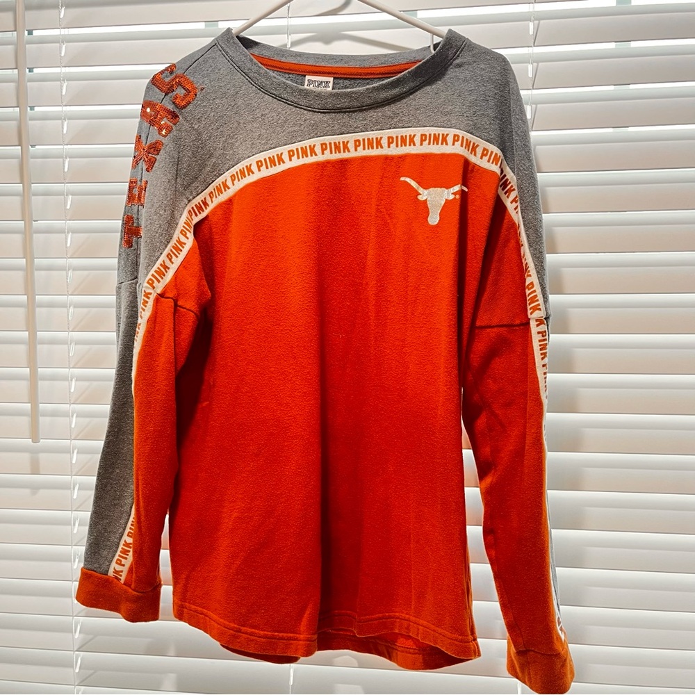 PINK Victoria's Secret Orange and Gray Sweater - Picture 2 of 6